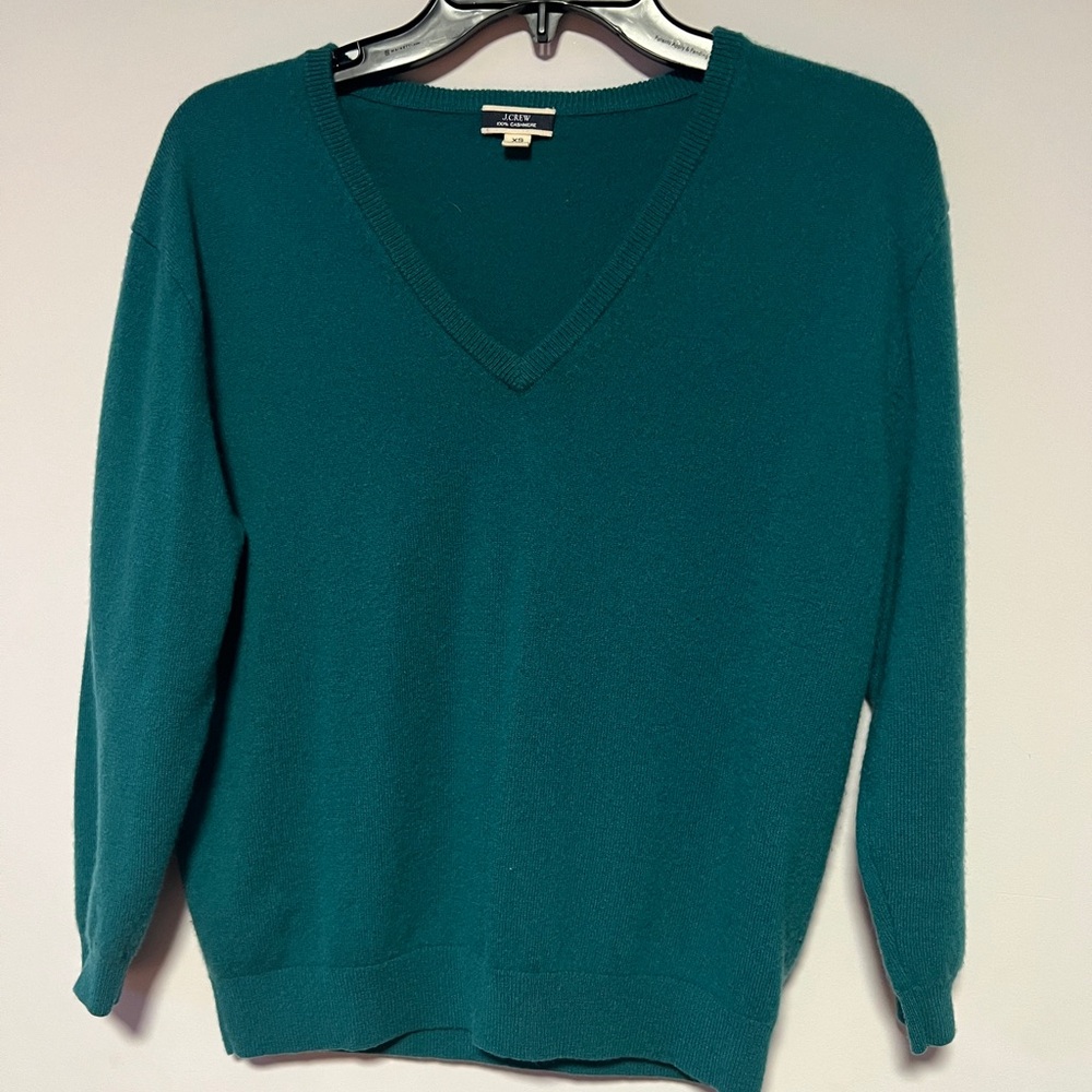 J. crew forest green cashmere V-Neck Sweater